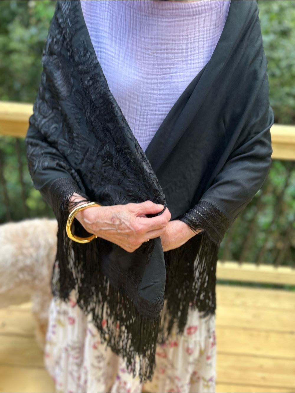 Elegant Flamenco Black Fringe Shawl Wrap